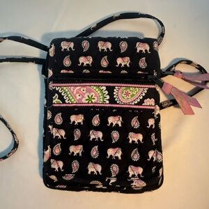 Vera Bradley Black and Pink Elephant Crossbody Bag